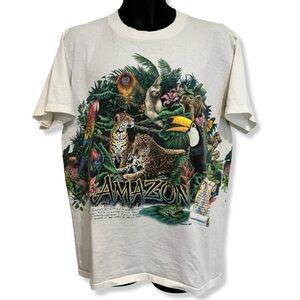 Vintage 1993 Amazon Rainforest Wildlife Wrap Around Graphic T-Shirt